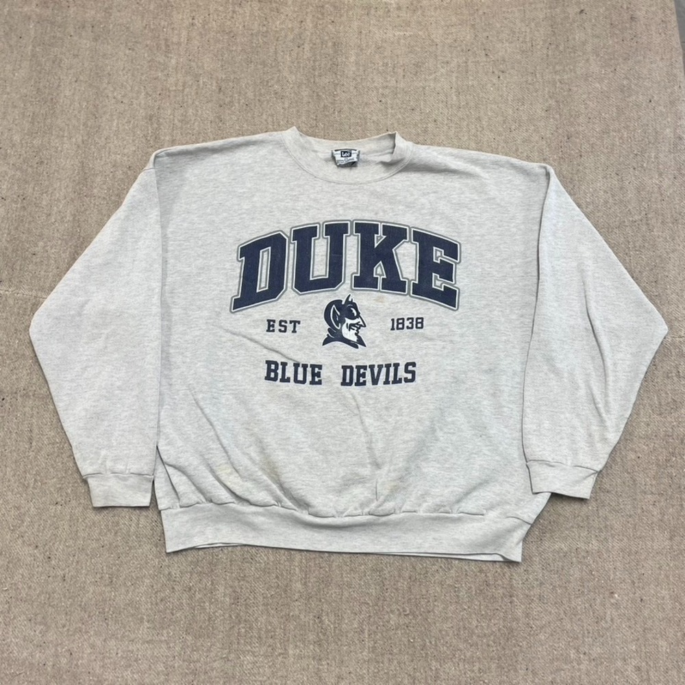 vintage duke university blue‎ devils sweatshirt mens 2xl gray 1990s lee